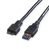 ROLINE USB 3.2 Gen 1 kabel, type, A M - Micro B M, zwart, 0,8 m - thumbnail