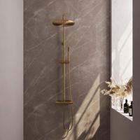 Regendoucheset Opbouw Brauer Gold Carving 30 cm Thermostatisch met Staaf Handdouche Geborsteld Goud Brauer - thumbnail
