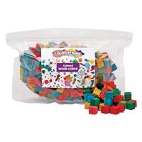 Colorations - gekleurde houten kubus blokjes, 196st. - thumbnail