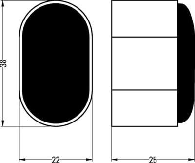 DEURBUFFER OVAAL 25MM MAT ZWART (4700)