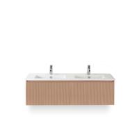 Frozen 3d Badmeubelset 140 cm - Greeplijst in kleur - Peach - Keramische Wastafel Wit 2 kraangaten - thumbnail