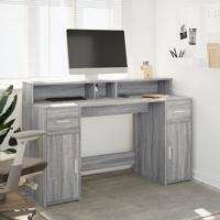 Bureau met LED-verlichting 140x55x91 cm hout grijs sonoma eiken - thumbnail