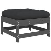 Tuinvoetenbank met kussen massief grenenhout grijs - thumbnail