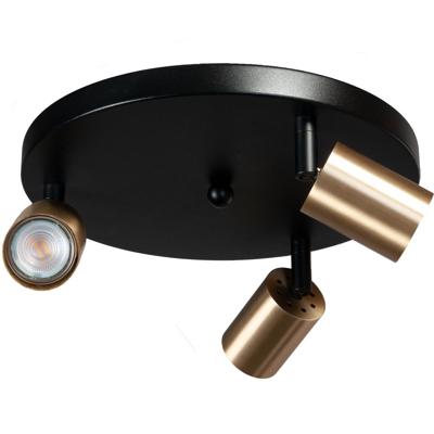 Masterlight Zwarte plafondlampBounce met 3 gouden spots - 5492-05-02-35-3