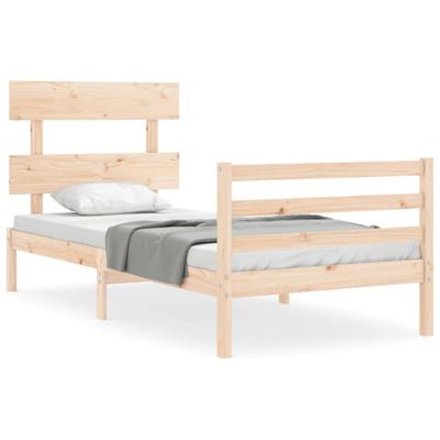Bedframe met hoofdbord massief hout