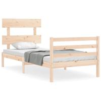 Bedframe met hoofdbord massief hout - thumbnail