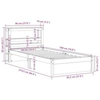Bedframe met hoofdeinde zonder matras 90x190 cm wit - thumbnail