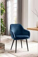 Artistiq Eetkamerstoel 'Juna' Velvet, kleur Blauw - thumbnail