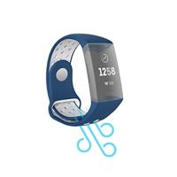 Hama Sportpolsband Voor Fitbit Charge 3/4 Ademend Horlogebandje Blauw/grijs - thumbnail