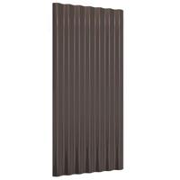 Dakpanelen 12 st 80x36 cm gepoedercoat staal bruin - thumbnail