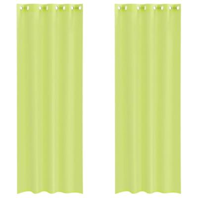 Gordijnen Voile met doorvoertules 2 st 140x260 cm appelgroen Gordijnen Voile met doorvoertules 2 st 140x260 cm appelgroen