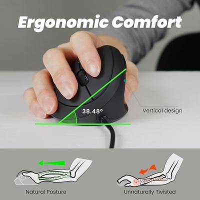 Perixx Perimice-519 Ergonomische muis USB Optisch Zwart 6 Toetsen 1600 dpi Ergonomisch