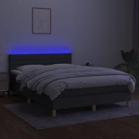 Boxspring met matras en LED stof donkergrijs 160x200 cm - thumbnail