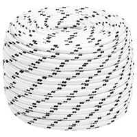 VidaXL Boottouw gevlochten 14 mmx100 m polyester wit - thumbnail