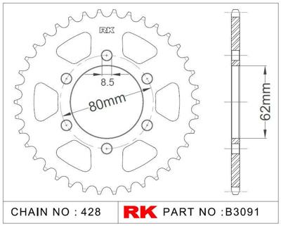 RK Chain wheel 428 51z steel silver