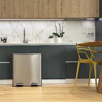 KITCHEN MOVE Keukenbak met selectief sorteerpedaal - Staal 60L (30 + 30) MAJOR - thumbnail