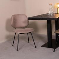 LABEL51 Eetkamerstoel Bello - Taupe - Micro Suede - Zwart Metalen Frame - thumbnail
