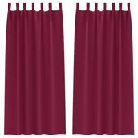 VidaXL Zwart-out gordijnen met ringen 2 pcs wijnrood 260 x 140 cm - thumbnail