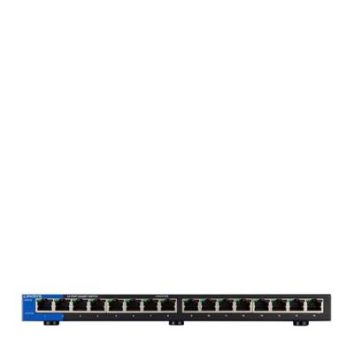 Linksys LGS116-EU 16-poorts onbeheerde Gigabit-netwerkswitch - Ethernet-switch/hub met metalen behuizing voor thuis en kantoor - Tafelmodel of wandbevestiging, Ethernet-splitter, Plug-and-play