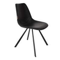 Dutchbone Eetkamerstoel 'Franky' PU, kleur Zwart - thumbnail