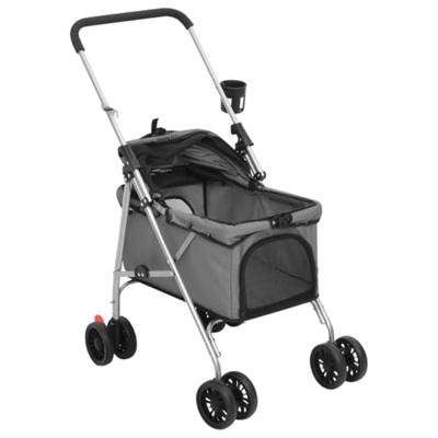 VidaXL Hondenwagen inklapbaar 76x50x100 cm oxford stof grijs - thumbnail