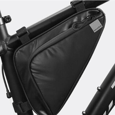 Haai Tiger fiets front Beam Wax polyester driehoek tas grootte: 1.5 L (zwart)