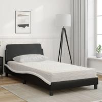 Bed met matras kunstleer zwart en wit 100x200 cm - thumbnail