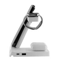 muvit for change Draadloos laadstation, 6-in-1, opvouwbaar, smartwatch+iWatch+Airpods + twee USB-poorten, A + C, wit - thumbnail