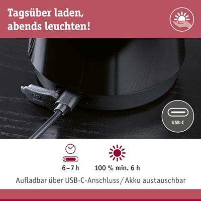 Paulmann 76994 Onzo LED-tafellamp voor buiten 2.6 W Warmwit Zwart