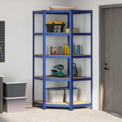 Hoekrek 5-laags staal en bewerkt hout blauw - thumbnail
