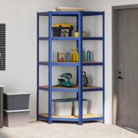 Hoekrek 5-laags staal en bewerkt hout blauw - thumbnail