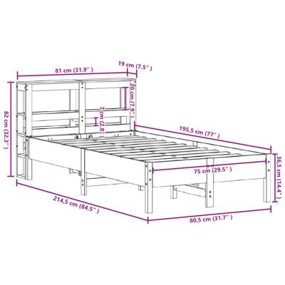 Bedframe zonder matras massief grenenhout wasbruin 75x190 cm Bedframe zonder matras massief grenenhout wasbruin 75x190 cm