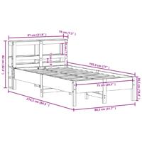Bedframe zonder matras massief grenenhout wasbruin 75x190 cm - thumbnail