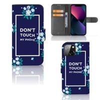 iPhone 13 Mini Portemonnee Hoesje Flowers Blue DTMP - thumbnail
