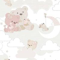 Noordwand behang mondo baby hug bears roze en beige - thumbnail