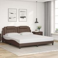 Bedframe met LED-verlichting kunstleer bruin 180x200 cm - thumbnail