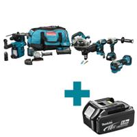 Makita DLX7031TX1 Combiset - DDF492 + DTD153 + DHR243 + DGA504 + DHS660 + DJR187 + DTM52 | Incl. 2x 5.0 Ah accu en lader - DLX7031TX1 - thumbnail