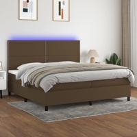 Boxspring met matras en LED stof donkerbruin 200x200 cm - thumbnail