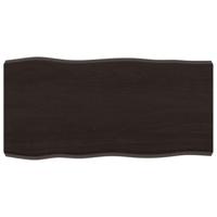 Tafelblad natuurlijke rand 80x40x(2-6) cm eikenhout donkerbruin - thumbnail