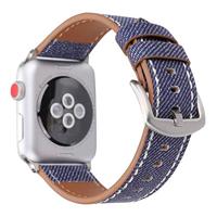 Denim Pattern Echt Leren bandje - Donker blauw - Geschikt voor Apple Watch 44mm / 45mm / 46mm / 49mm - thumbnail