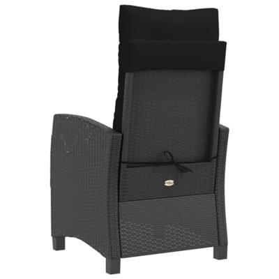 Tuinstoelen 2 st verstelbaar met kussens poly rattan zwart - thumbnail