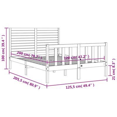 Bedframe met hoofdbord massief hout wit