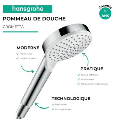 Hansgrohe Crometta handdouche 100 1jet EcoSmart, wit/chroom Hansgrohe Crometta handdouche 100 1jet EcoSmart, wit/chroom