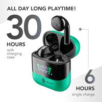 Music Sound, Spark TWS Hoofdtelefoon, Bluetooth, draadloos, led-display, 30 uur afspelen, automatische koppeling, touch-bediening op de oordopjes, groen - thumbnail