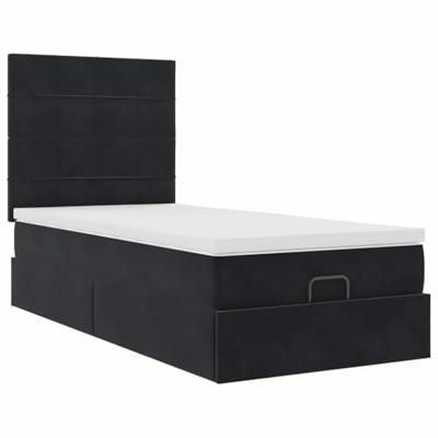 Ottoman bed met matrassen 90x200cm fluweel zwart