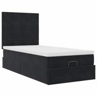 Ottoman bed met matrassen 90x200cm fluweel zwart - thumbnail
