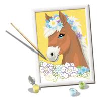 Ravensburger creart schilderen op nummer - paard met bloemen - thumbnail