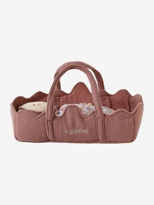 Mijn 1e pop en zijn wieg van aanpasbare stof rozenhout