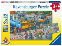 Ravensburger puzzel werk aan de weg - twee puzzels - 12 stukjes - kinderpuzzel - thumbnail