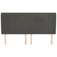 Hoofdbord met randen 163x23x118/128 cm fluweel zwart - thumbnail